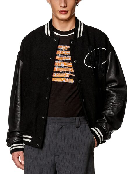 Diesel L-Franz-Patch Mixed Media Bomber Jacket