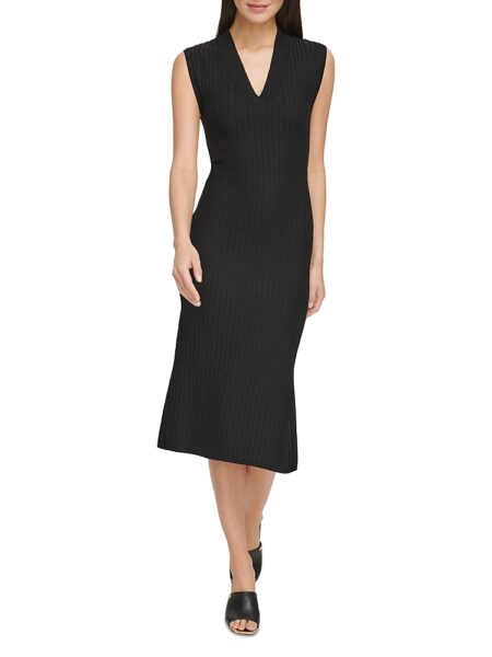 Dkny Wide Rib Sleeveless Midi Dress