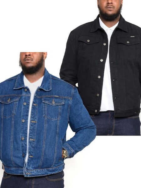 Duke Hertug D555 London vestlige stil Trucker store høje Plus konge størrelse Denim jakke Sort 7XL