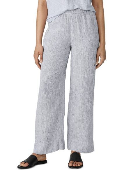 Eileen Fisher Crinkle Linen Wide Leg Pants