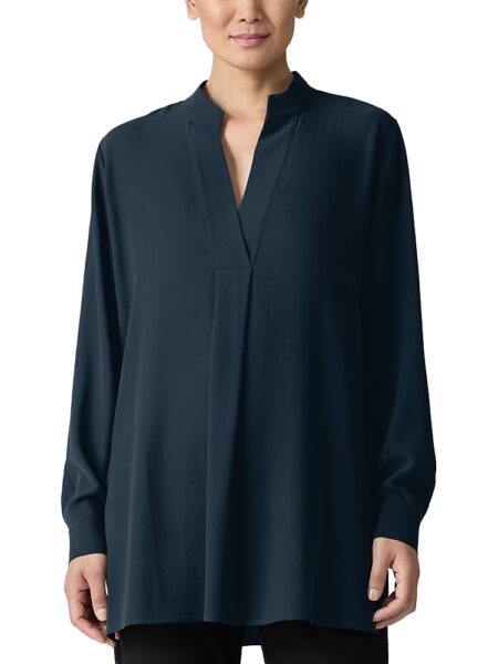 Eileen Fisher Silk Stand Collar Tunic