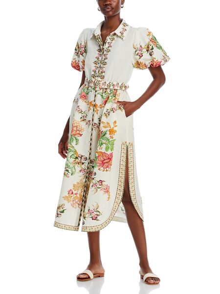 Hemant and Nandita Button Front Belted Dress Swim Cover-Up