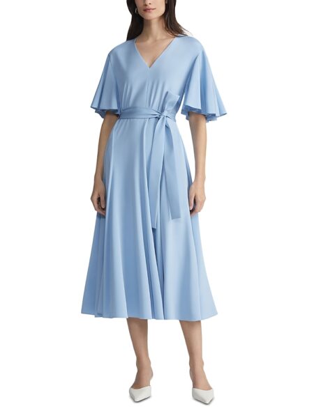 Lafayette 148 New York Belted Flounce Sleeve Dress