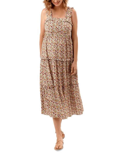 Nom Maternity Emma Tiered Striped During & After Dress