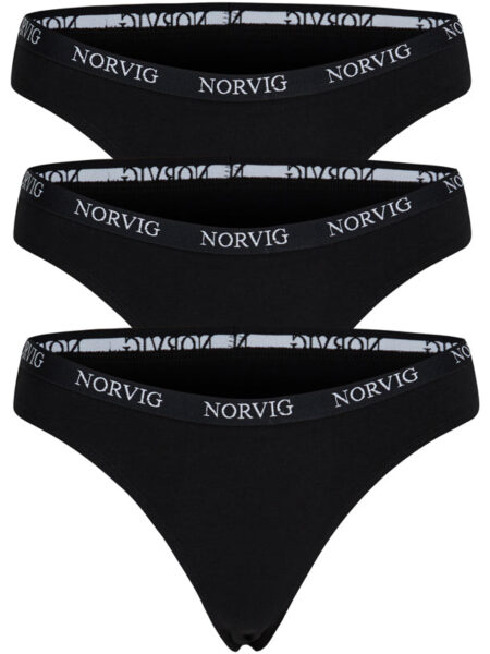 Norvig 3-Pack g-streng, sort, Størrelse: XL, Dame