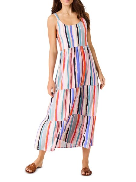 Nzt Nic+Zoe Painted Striped Tiered Maxi Dress