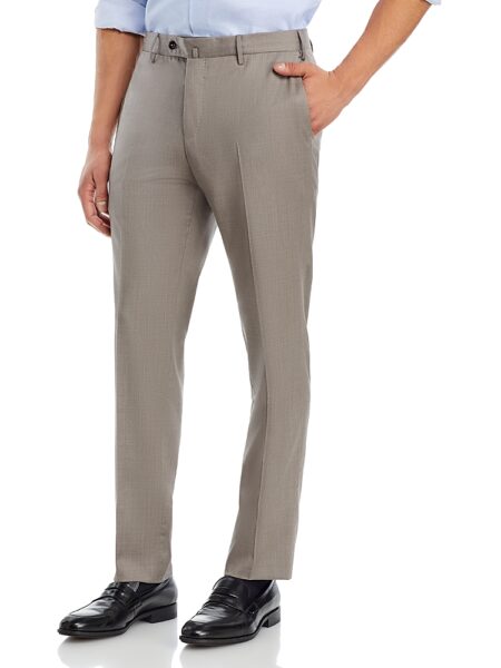 Pt Torino Slim Fit Flat Front Wool Trousers