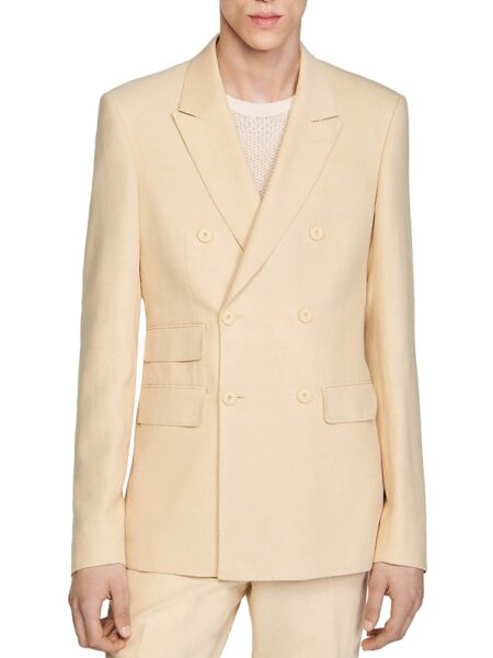 Sandro Croise Double Breasted Suit Jacket