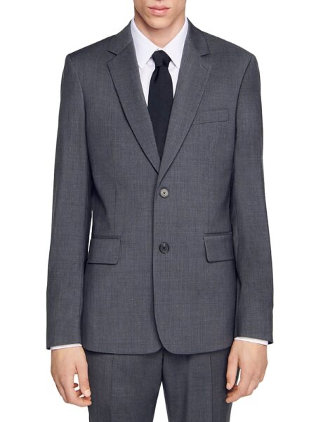 Sandro Formal Notch Lapel Wool Blazer