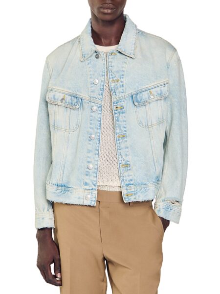 Sandro Frayed Denim Jacket