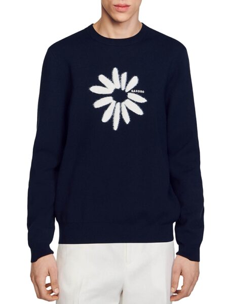 Sandro Fuzzy Flower Knit Sweater