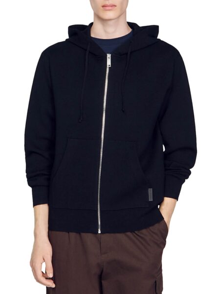 Sandro Zip Front Logo Patch Hoodie