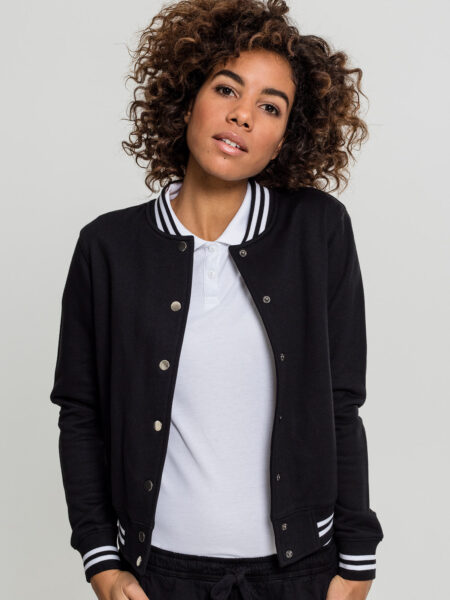 Urban Classics Dame College Sweat Jakke Sort / Sort