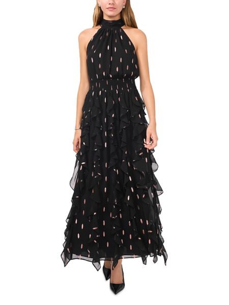 1.state Ruffled Halter Maxi Dress