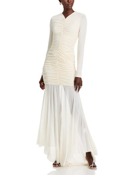 A. l.c. Fawn Ruched Mesh Maxi Dress