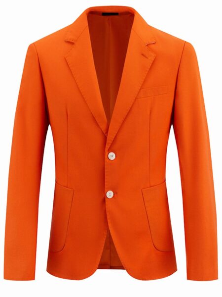 Allthemen mænds business casual blazer ensfarvet hak revers to knap jakkesæt jakke Orange XL