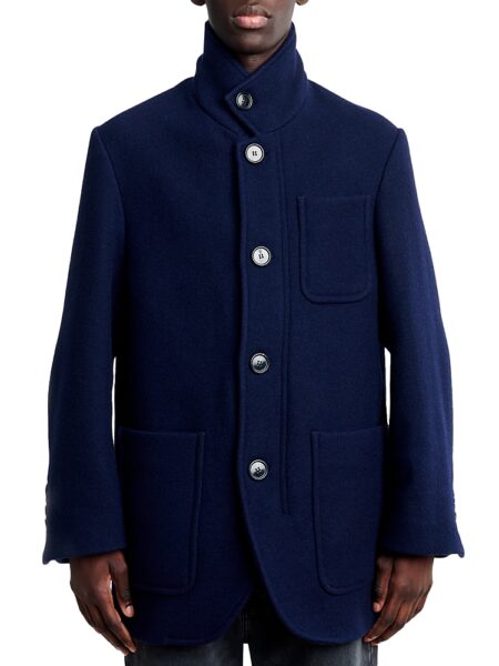 Ami Stand Collar Regular Fit Wool Jacket