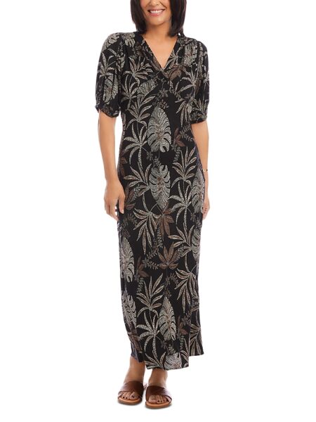 Karen Kane Printed Puff Sleeve Maxi Dress