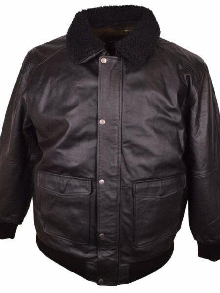 North 564 Bomber Leather Jacket Colour: BLACK, Size: 6XL