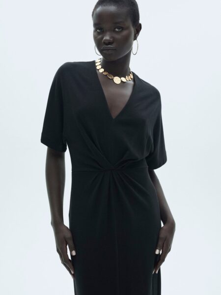 Short Sleeve Draped Dress