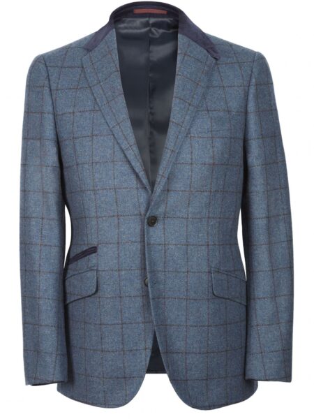 Simon Carter Blue Windowpane Check Jacket - 46