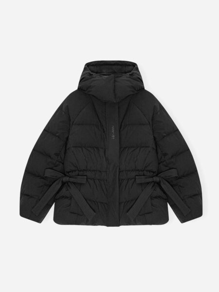 Tech Seersucker Oversized Puffer Jacket - Black