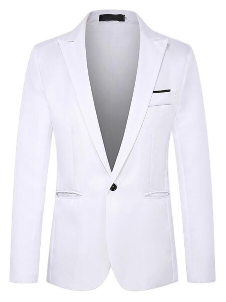 Vicbuy Mænd Formelle One Button Blazer Business Suit Jakker Hvid 3XL