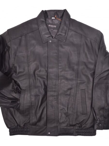 WOODLAND LEATHERS Leather Bomber Jacket Colour: BLACK, Size: 6XL