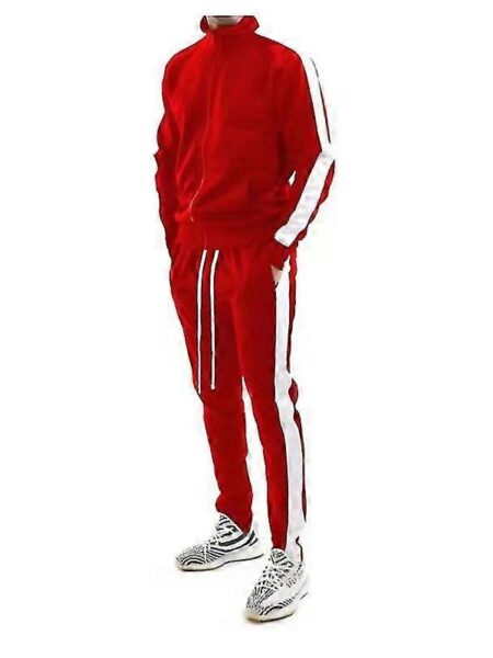 Walkbee 2stk Mænds Sportstøj Træningsdragt Casual Langærmet Sports Jogging Suit Sæt rød 2XL