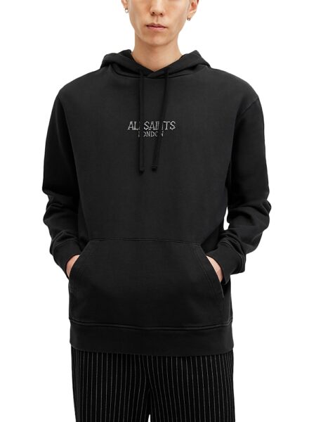 Allsaints Bones Cotton Logo Embroidered Hoodie