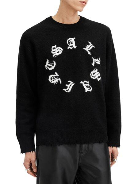 Allsaints Scripture Relaxed Fit Logo Sweater