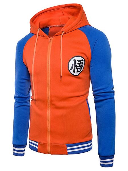 Anime Dragon Ball Z Goku Anime Trykt hættetrøje Sweatshirt Jakke Baseball frakke Orange XL