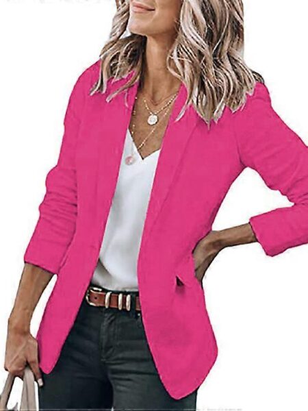 Blazer Kvinder Hvid X Temperament Slim Forår Efterår New Fashion Slim Chic Langærmet Solid Suit Krave Frakker Feminina Rose rød 5XL