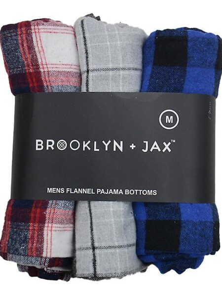 Brooklyn Herre Nightewear Pyjamas Sæt Pjs Underdele Flannel Tjek Tartan 134 Blå/rød/grå XL