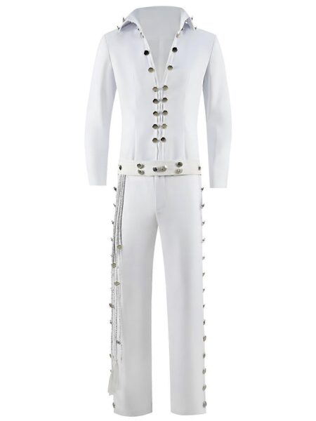 Cosdaddy Movie Presley Cosplay kostume Voksen Herre Hvid Skjorte Bukser Dragter Halloween Carnival Costume Jakkesæt XXL