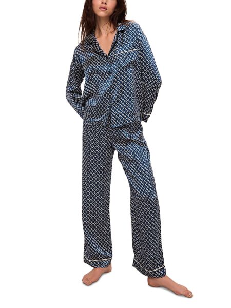 Eberjey Inez Printed Washable Silk Long Pajama Set