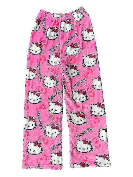 Halloween Sanrio Hello Kitty Pyjamas Bukser Unisex Efterår Vinter Varm Flannel Nattøj Trendy græskar Y2k Tegneserie Hjem Tøj hurtigt 5 XXL