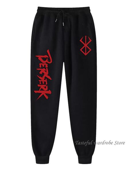 Jiechannel Nye mænds lange bukser Japansk anime Bersærk Trykte bukser Oversized Jogging Bukser Streetwear Bukser Casual Sweatpant Unisex Wk-Black4 XXL