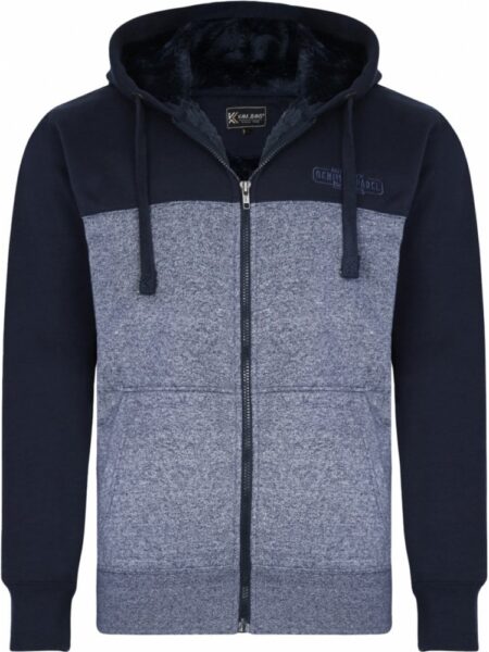 Kam Mens Big Size Block Panel Sherpa Lined Hoody Colour: NAVY, Size: 7