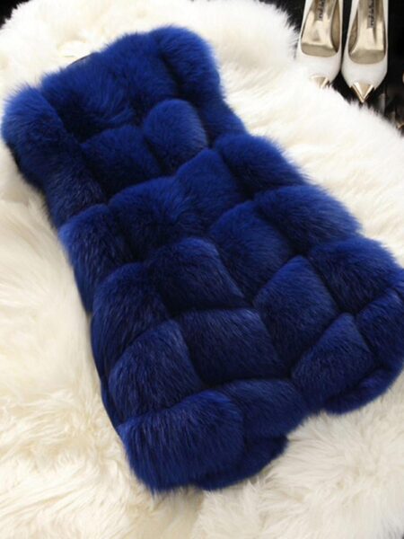 Kvinder Faux Fur Vest Vest Vest Body Varmere Ærmeløs Jakke Coat_y Kongeblå 4XL