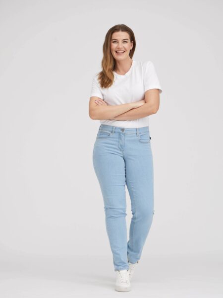 LAURIE dames vegan Jeans Charlotte Normale Middellange Lichtblauwe Denim