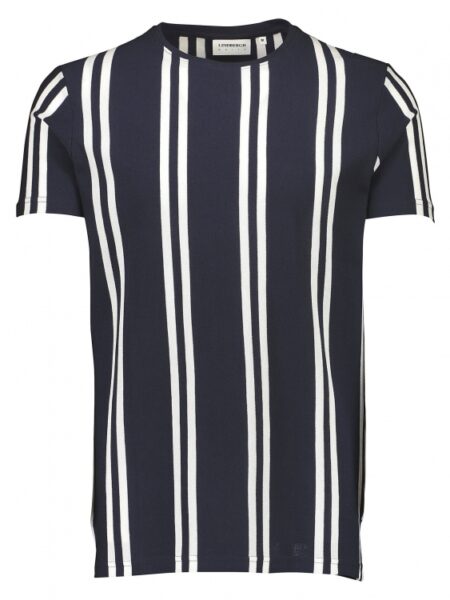 Lindbergh T-shirt i navy med striber til herre