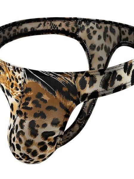 Mænds Leopard Print Thong G-streng Undertøj Tw Tiger hoved guld XL