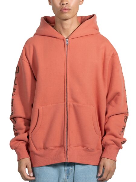 Pleasures Embroidered Logo Sleeve Zip Up Hoodie