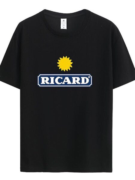 Redkid Frankrig RICARD 220g Kæmmet Bomuld Grafisk Trykt T-shirt - O-hals Kortærmet Toppe - Herre Sommer Sorte T-shirts - Mand sort A 3XL(180-185cm)