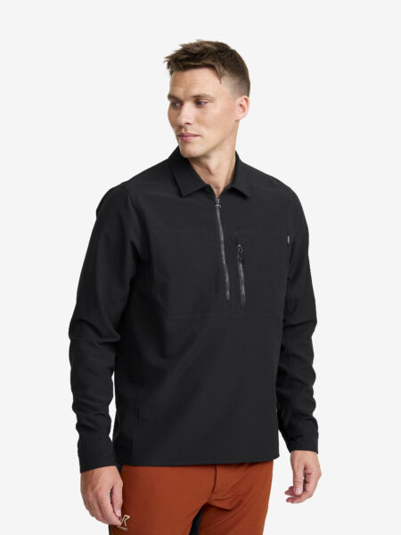 Ridge Half-zip Trek Shirt Herre Black, Størrelse:2XL - Herre > Overdele > Skjorter Og Langærmede Trøjer