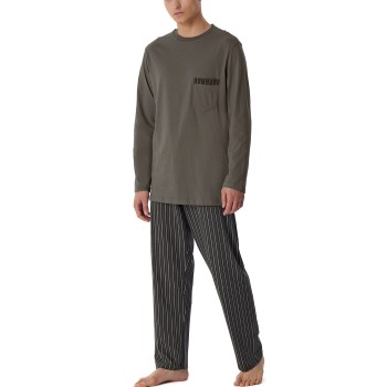 Schiesser Comfort Nightwear Long Pyjamas Brun Mønster bomuld 52 Herre