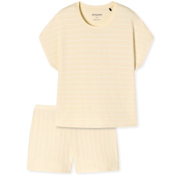 Schiesser Just Stripes Short Pyjamas Vanille bomuld 46 Dame