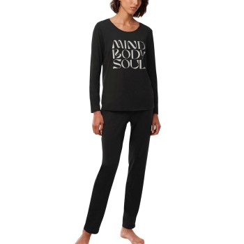 Triumph Long Sleeve Pyjama Set Sort bomuld 46 Dame