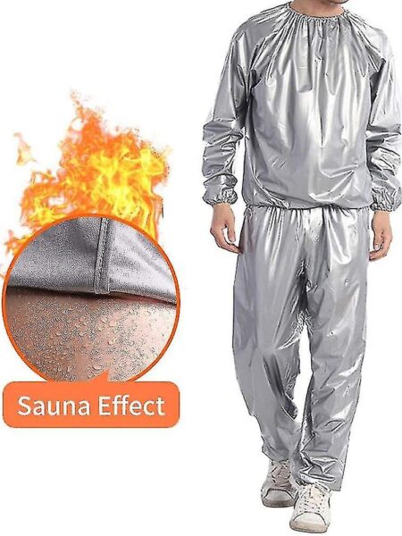 Unisex Sweat Sauna Suit tabe slankende Anti Rip Workout Training Tøj Sølv XL